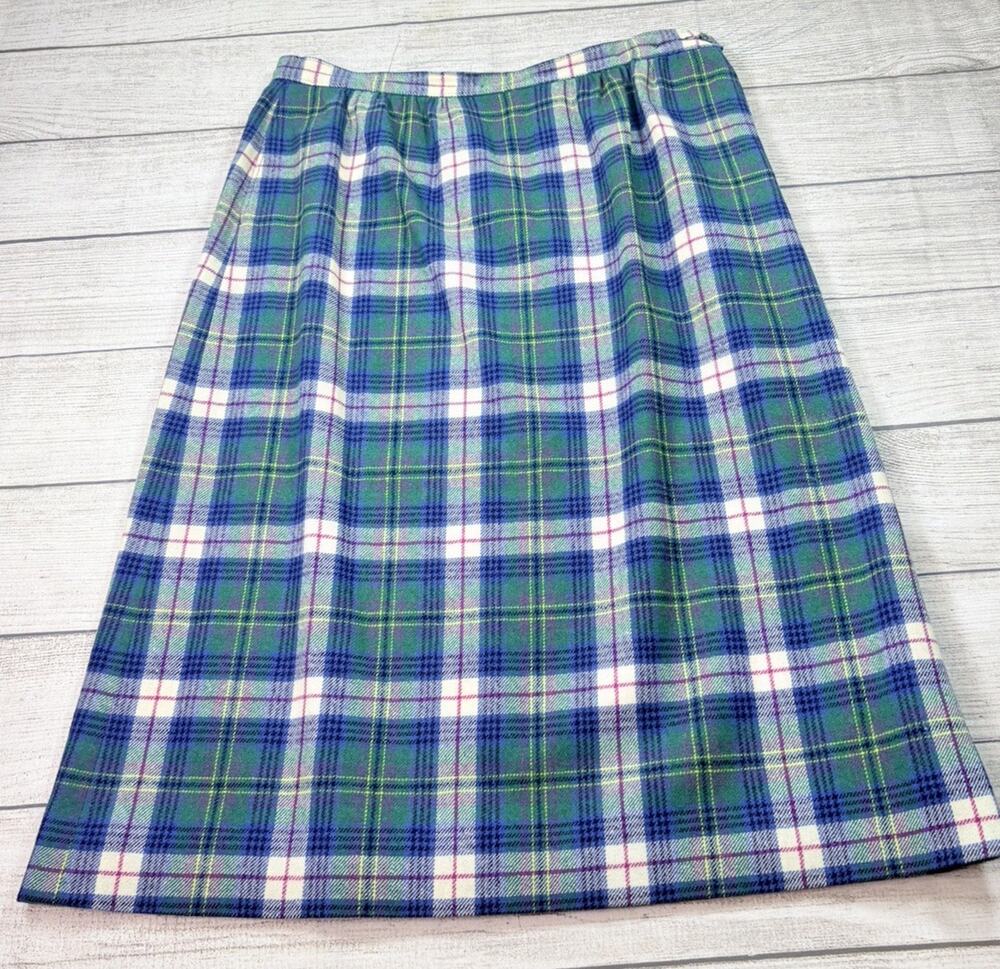 Pendleton Women’s Pendleton Kennedy Dress Tartan Green Blue Skirt Size 14
